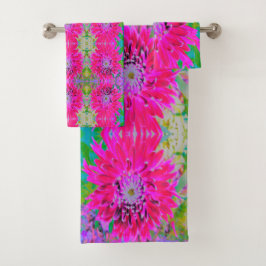 Abstrakte Lila und Blue Hydrangea mit Magenta Badhandtuch Set