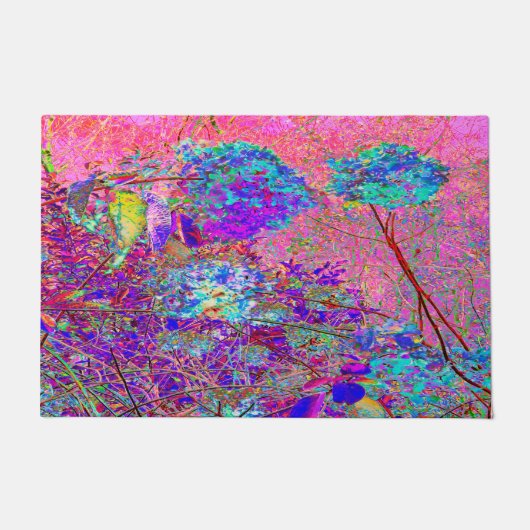 Abstrakte Lila und Blue Hydrangea mit Magenta Fußmatte (Vorderseite)