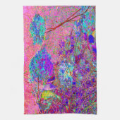 Abstrakte Lila und Blue Hydrangea mit Magenta Geschirrtuch (Vertikal)