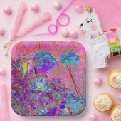 Abstrakte Lila und Blue Hydrangea mit Magenta Pappteller (Party)