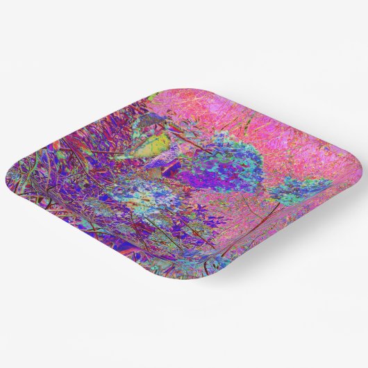 Abstrakte Lila und Blue Hydrangea mit Magenta Pappteller (Gewinkelt)