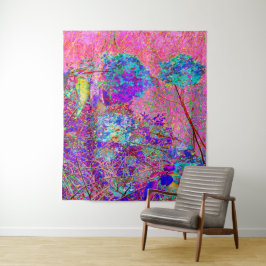 Abstrakte Lila und Blue Hydrangea mit Magenta Wandteppich