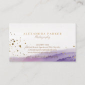 Abstrakte Lila und goldene Aquarellbilder Visitenkarte (Rückseite)