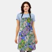 Abstrakte lila und grüne Pastete Schürze (Getragen)