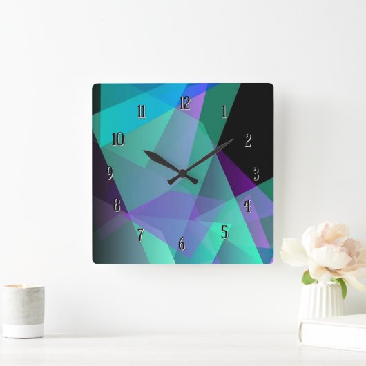 Abstrakte Lila und grüne Uhr (Zuhause)