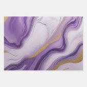 Abstrakte Lila und Imitats Gold Glitzer Marmor Geschenkpapier Set (Vorderseite)