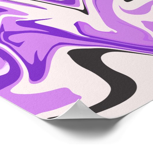 Abstrakte Lila und weiße Flüssigkeiten Kunst Poster (Ecke)