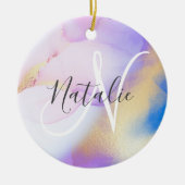 Abstrakte Lila Wasserfarbe Luxus Keramik Ornament (Vorne)