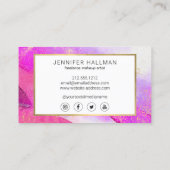 Abstrakte Lila Wasserfarbe mit Imitaten Goldstaub Visitenkarte (Rückseite)