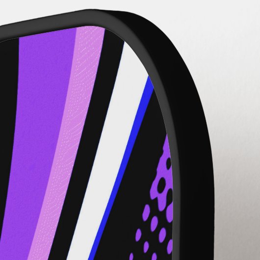 Abstrakte lila Weiß- und Schwarzkurve Pickleball Schläger (Linke Seite)