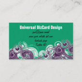 Abstrakte Lila Wellen über Aquamarine Vorlage Visitenkarte (Vorderseite)