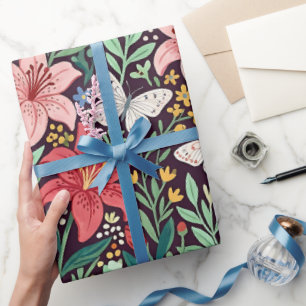 Abstrakte Lilien Cottagecore-Geschenkpapier Geschenkpapier