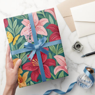 Abstrakte Lilien Gouache-Geschenkpapier Geschenkpapier