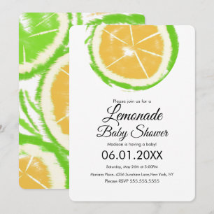 Abstrakte Limette-Zitrus-Gelbe Limonade-Baby-Party Einladung