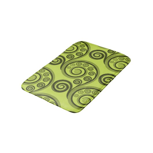 Abstrakte Limon-grüne Fern-Blätter Bath Mat Badematte (Schrägansicht)