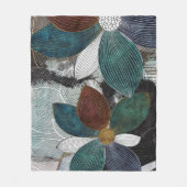 Abstrakte Lineararbeit florale Kunst mit fetten Pe Fleecedecke (Vorderseite)