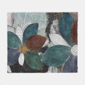 Abstrakte Lineararbeit florale Kunst mit fetten Pe Fleecedecke (Vorderseite (Horizontal))