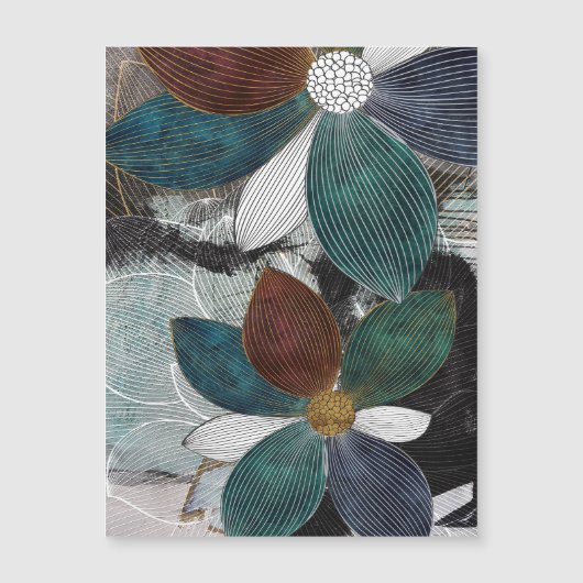 Abstrakte Lineararbeit florale Kunst mit fetten Pe Magnetkarte (Vorderseite)