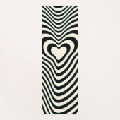 Abstrakte Lines Herz in Schwarz und Mandelcreme Yogamatte (Vorderseite)