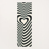 Abstrakte Lines Herz in Schwarz und Mandelcreme Yogamatte (Rückseite)
