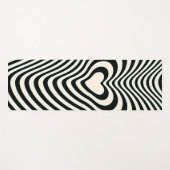 Abstrakte Lines Herz in Schwarz und Mandelcreme Yogamatte (Vorderseite (Horizontal))