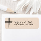 Abstrakte Lines Tan Wedding Label (Insitu)
