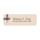 Abstrakte Lines Tan Wedding Label (Vorne)