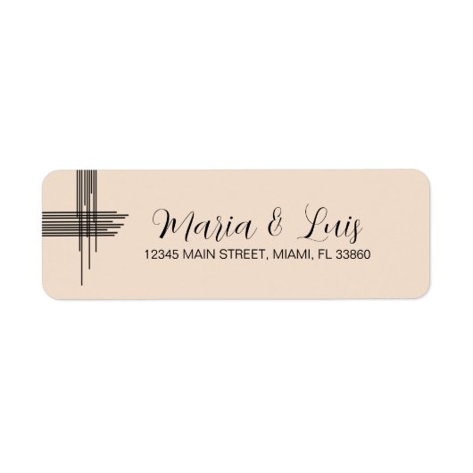 Abstrakte Lines Tan Wedding Label (Vorne)