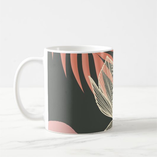 Abstrakte Linie Art Blume Design - Elegante Mi Kaffeetasse (Links)