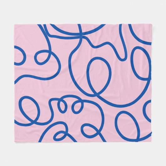 Abstrakte Linie Art Retro Rosa und Blau Fleecedecke (Vorderseite (Horizontal))