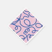 Abstrakte Linie Art Retro Rosa und Blau Serviette (Ecke)