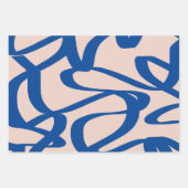 Abstrakte Linie Blau und Beige Geschenkpapier Set (Vorderseite 2)