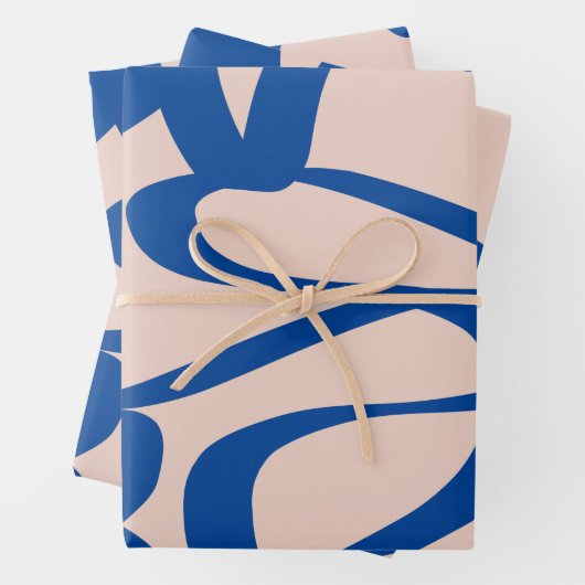 Abstrakte Linie Blau und Beige Geschenkpapier Set (Beispiel)