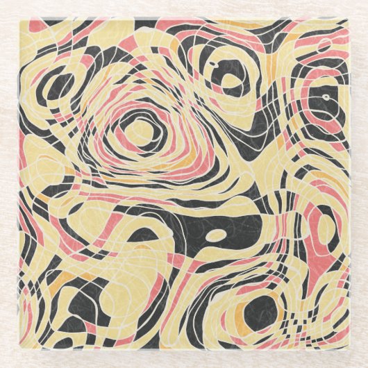 Abstrakte Linie Geo-Muster, topographisches Design Glasuntersetzer (Vorderseite)