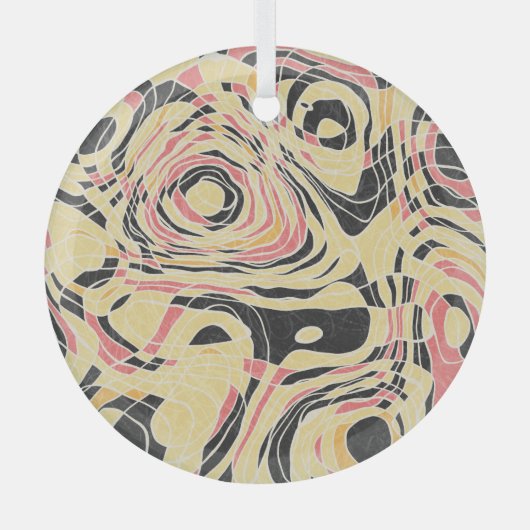 Abstrakte Linie Geo-Muster, topographisches Design Ornament Aus Glas (Vorderseite)