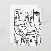 Abstrakte Linie Kunst, Abstrakte Gesichter Zeichne Dankeskarte (Vorne/Hinten)