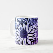 Abstrakte Linie Zeichnend Blumenkunst Lila Blau Kaffeetasse (Vorderseite Links)