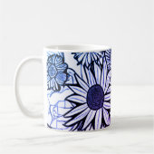 Abstrakte Linie Zeichnend Blumenkunst Lila Blau Kaffeetasse (Links)
