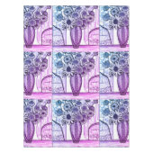 Abstrakte Linie Zeichnend Blumenkunst Lila Blau Tischdecke (Vorderseite)