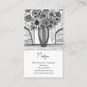 Abstrakte Linie Zeichnend Blumenkunst Visitenkarte