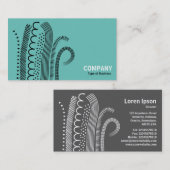 Abstrakte Linien 01 - Schwarz auf Aquamarin Visitenkarte (Vorne/Hinten)