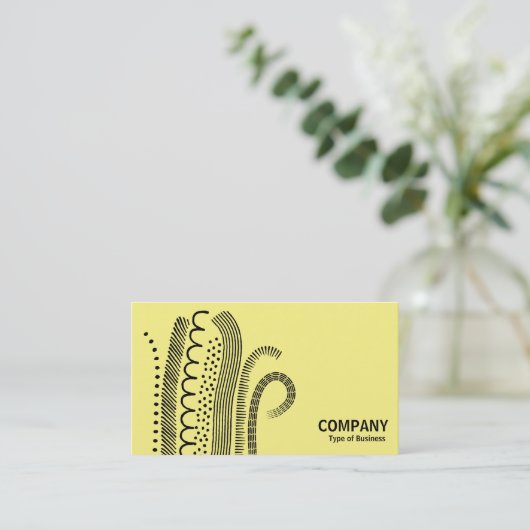 Abstrakte Linien 01 - Schwarz auf blassgelb Visitenkarte (Stehend Vorderseite)