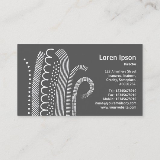 Abstrakte Linien 01 - Schwarz auf blassgelb Visitenkarte (Rückseite)