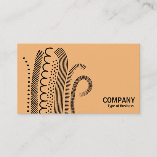 Abstrakte Linien 01 - Schwarz auf heller Orange Visitenkarte (Vorderseite)