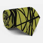 Abstrakte Linien - 02 - Grün von Oliven (99933) Krawatte (Gerollt)