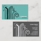Abstrakte Linien 02 - Schwarz auf Aquamarin Visitenkarte (Vorne/Hinten)