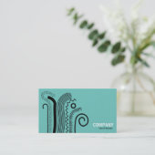 Abstrakte Linien 02 - Schwarz auf Aquamarin Visitenkarte (Stehend Vorderseite)