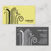 Abstrakte Linien 02 - Schwarz auf blassgelb Visitenkarte (Vorne/Hinten)