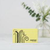 Abstrakte Linien 02 - Schwarz auf blassgelb Visitenkarte (Stehend Vorderseite)