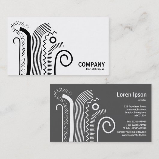 Abstrakte Linien 02 - Schwarz auf Weiß Visitenkarte (Vorne/Hinten)
